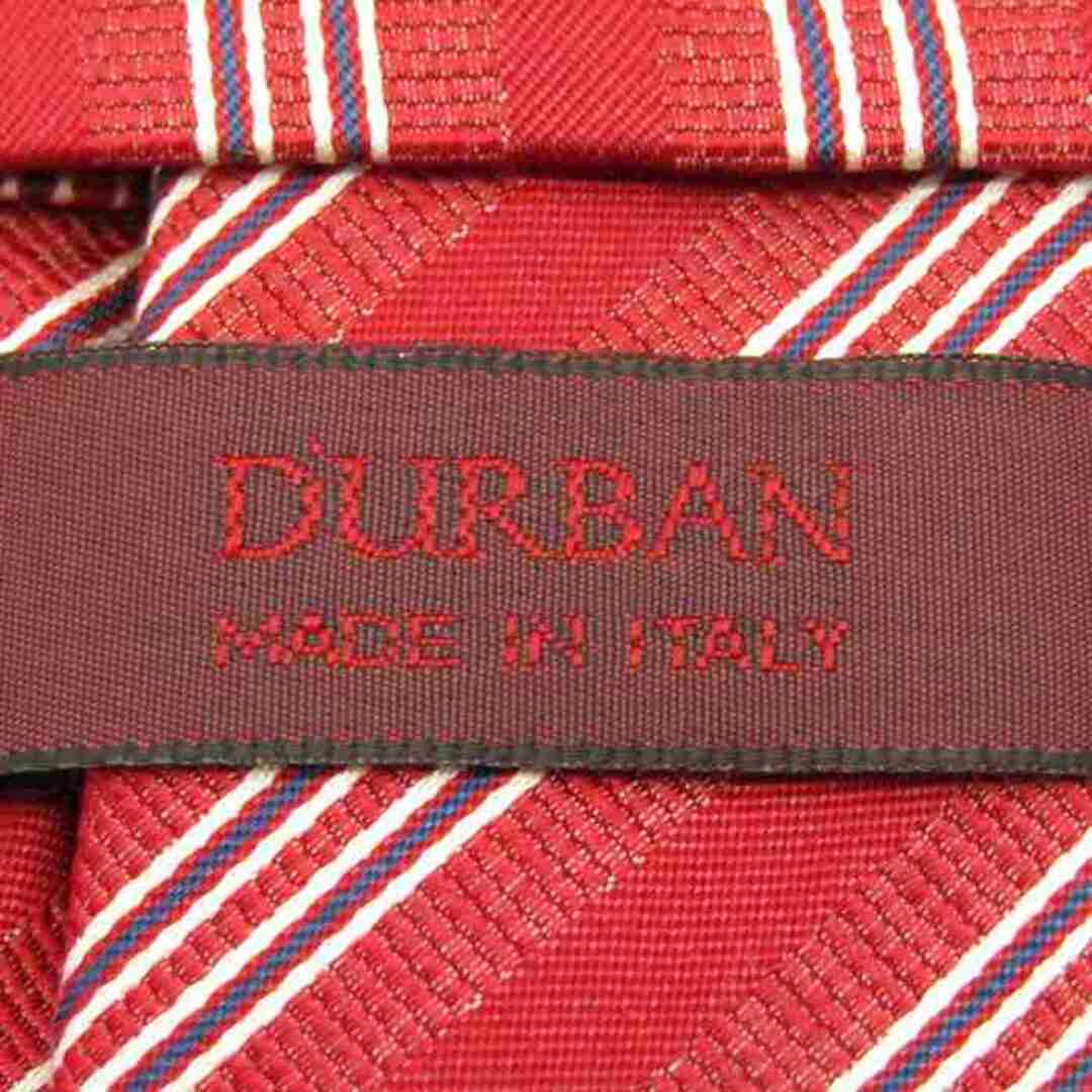 D’URBAN(ダーバン)のダーバン ブランド ネクタイ シルク コットン ストライプ柄 伊製生地 メンズ レッド Durban メンズのファッション小物(ネクタイ)の商品写真