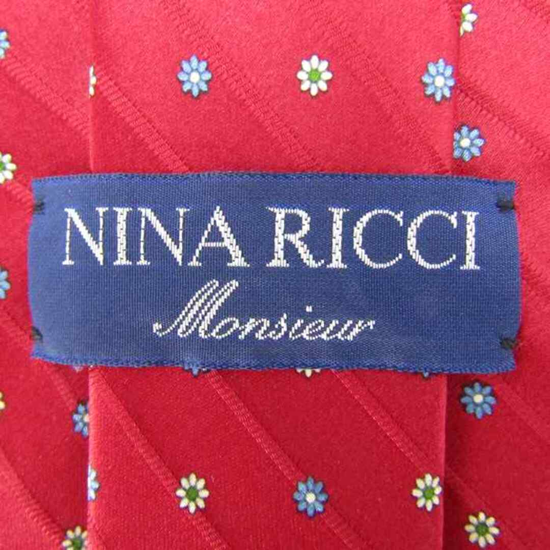NINA RICCI(ニナリッチ)のニナリッチ ブランド ネクタイ シルク 小紋柄 花柄 伊製生地 メンズ レッド NINA RICCI メンズのファッション小物(ネクタイ)の商品写真