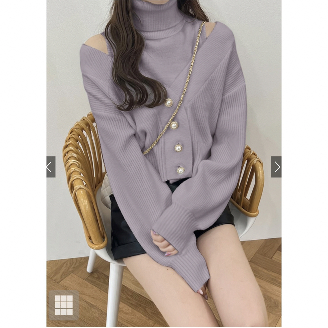 GRL - 【GRL】パールボタンカーディガンXタートルネックトップス GRL - 【GRL】パールボタンカーディガンXタートルネックトップス