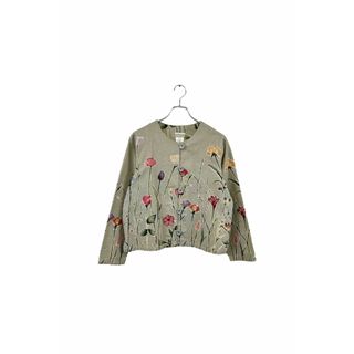 Made in USA Coldwater Creek flower jacket コールドウォータークリーク ジャケット グリーン レディース ヴィンテージ 6(その他)