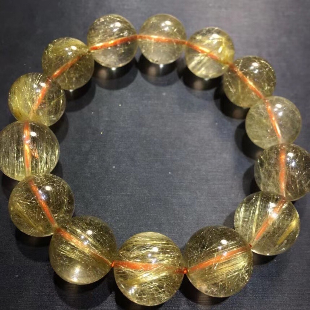 ⭐︎【天然】ゴールド ルチル クオーツ ブレスレット 15mm ⭐︎【天然】ゴールド ルチル クオーツ ブレスレット 15mm