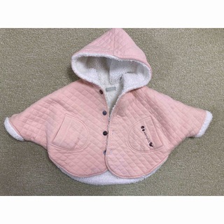  mimi poupons - ベビー　アウター　ポンチョ　上着　フード　女の子　ピンク　冬　コート