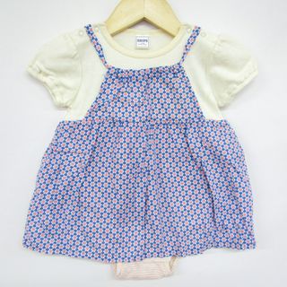 シップス(SHIPS)のシップス ツナギ ロンパース ジャンパースカート風 日本製 ベビー 女の子用 80サイズ ブルー×ホワイト SHIPS(その他)