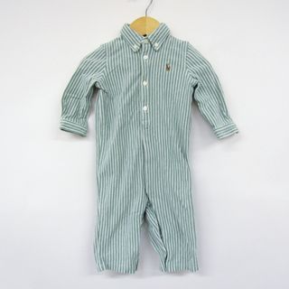 ラルフローレン(Ralph Lauren)のラルフローレン ツナギ ロンパース ストライプ柄 ベビー 男の子用 6M/66/44サイズ グリーン×ホワイト RALPH LAUREN(その他)