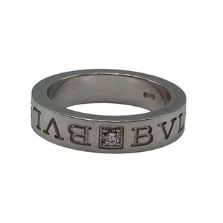 BVLGARI ブルガリ・ブルガリ ダブルロゴ K18WG リング ホワイトゴールド ダイヤモンド 6.5～7号 中古 D4(リング(指輪))