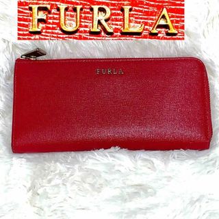 フルラ(Furla)のFURLA フルラ ジップ付長財布　赤　L字ファスナー　フルラロゴ入り　財布(財布)