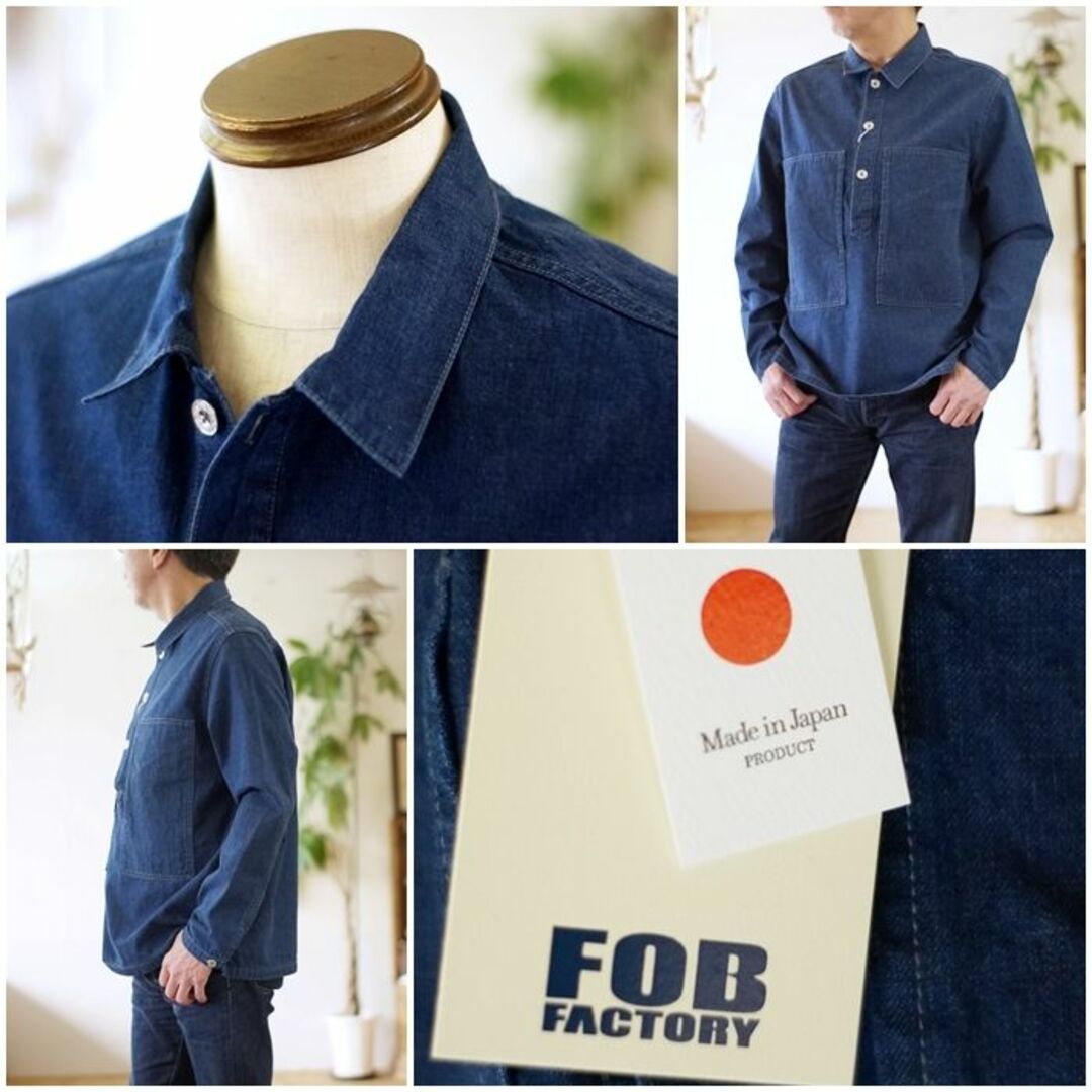 エフオービーファクトリー FOB FACTORY　デニムプルオーバージャケ Mカラー