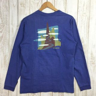 パタゴニア(patagonia)のMENs S  パタゴニア 1990s オーガニックコットン ベネフィシャル ロングスリーブ Tシャツ アメリカ製 生産終了モデル 入手困難 PATAGONIA ブルー系(その他)