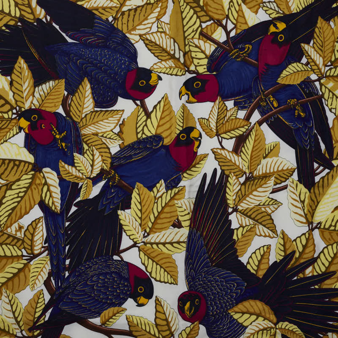 Hermes - エルメス カレ90 Les Perroquets detail 鳥 オウム スカーフ