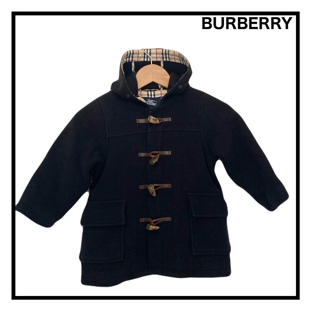 BURBERRY(バーバリー)のバーバリー　ダッフルコート　キッズ　ネイビー　ノバチェック柄　カシミヤ　ウール混 キッズ/ベビー/マタニティのキッズ服男の子用(90cm~)(コート)の商品写真