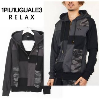 ウノピゥウノウグァーレトレ(1piu1uguale3)の《1PIU1UGUALE3 RELAX》新品 カモパッチワークパーカー M(パーカー)