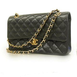 シャネル(CHANEL)の【4ec3093-e-g】シャネル ショルダーバッグ/マトラッセ/Wフラップ Wチェーン/キャビアスキン/ブラック/ゴールド金具(ショルダーバッグ)