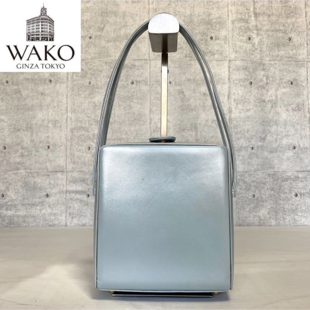 【WAKO】ワコウ 銀座和光 パテントレザー ライトブルー  ハンドバッグ