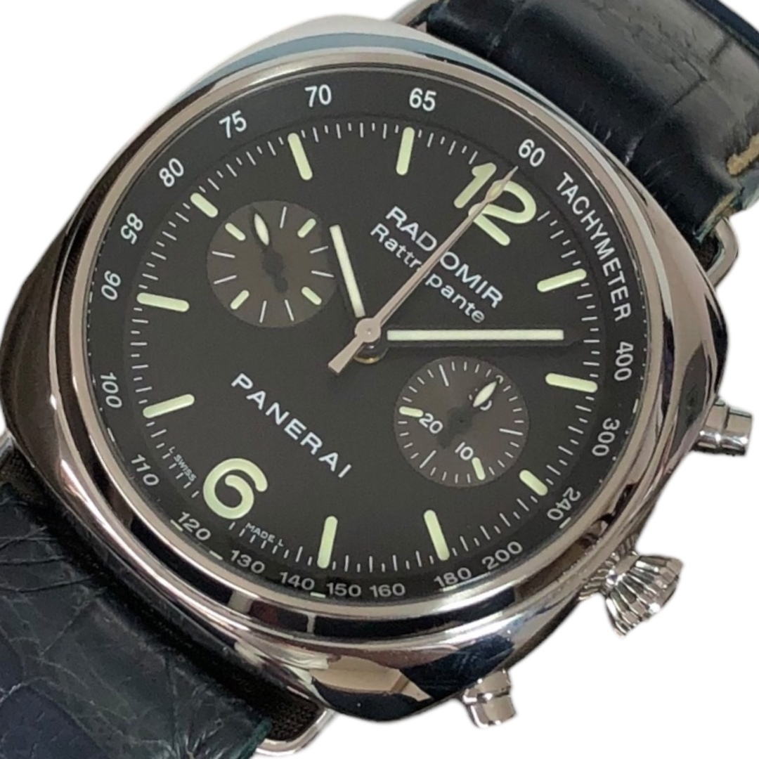 パネライ PANERAI ラジオミール　ラトラバンテ PAM00214 ブラック ステンレススチール クロコベルト メンズ 腕時計時計