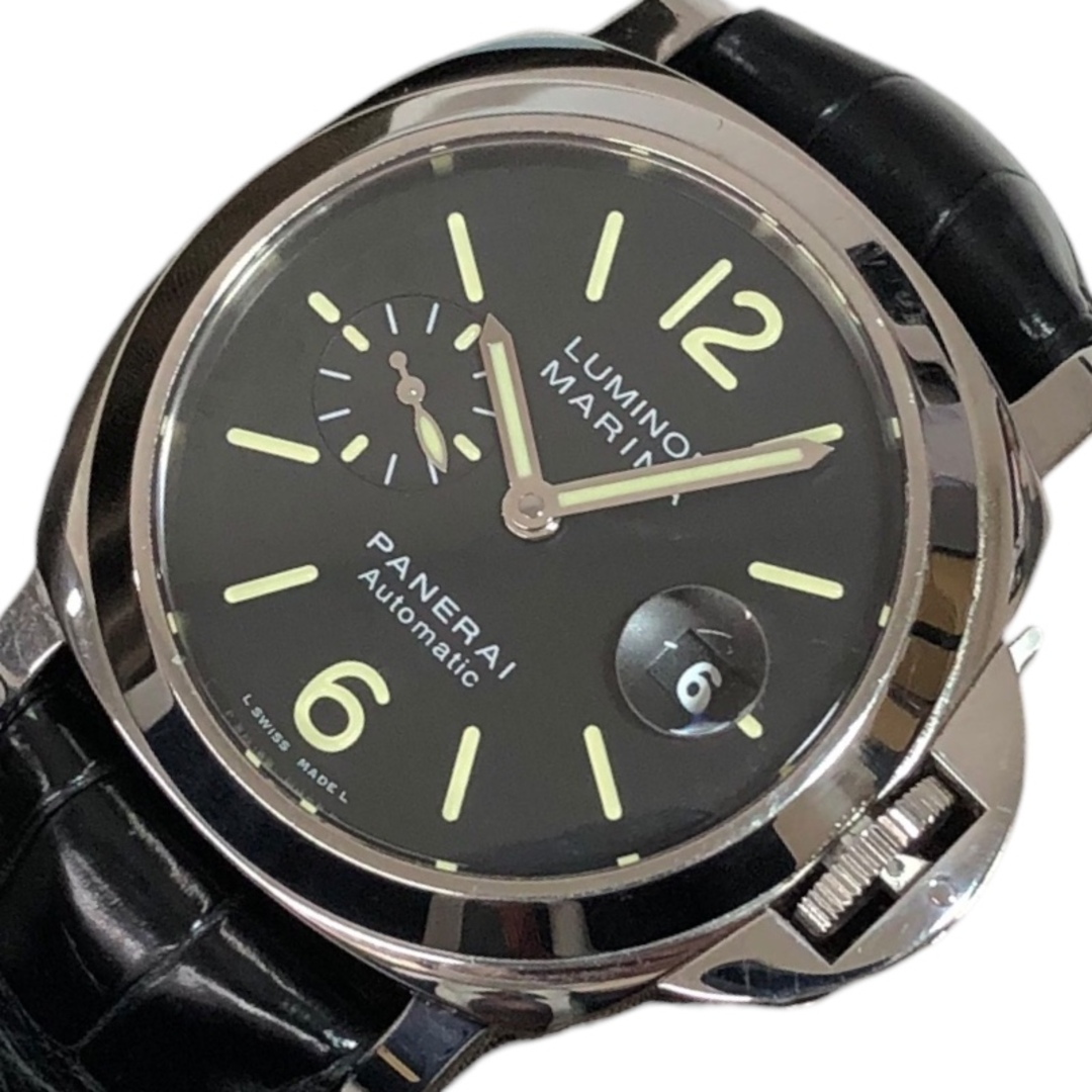 メンズパネライ PANERAI ルミノールマリーナ PAM00104 ブラック ステンレススチール クロコベルト メンズ 腕時計