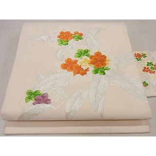 平和屋1■九寸名古屋帯　唐織　草花文　銀糸　逸品　ha7022(帯)