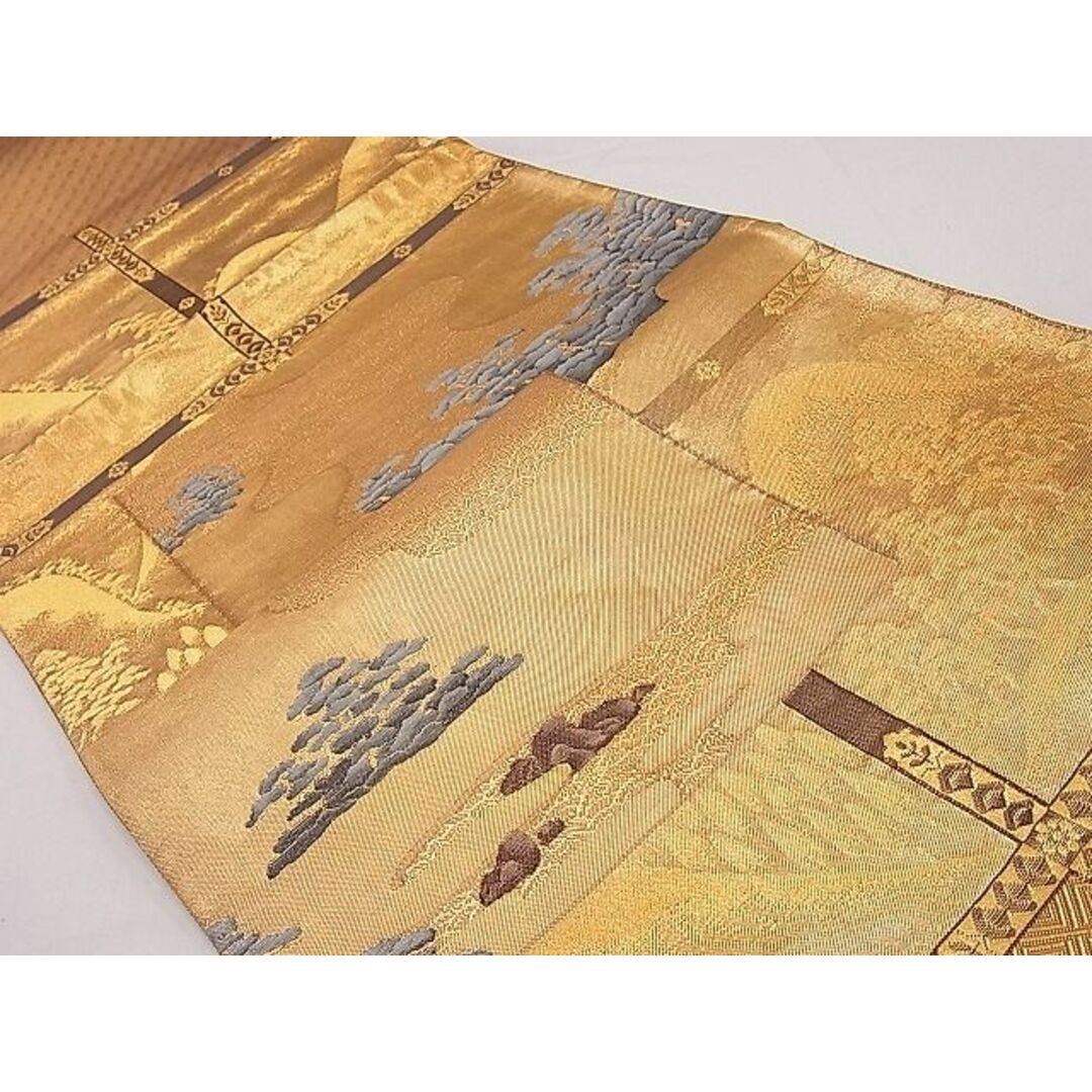 平和屋1■佐賀錦　太鼓柄袋帯　屏風風景文　金糸　逸品　ha7180 レディースの水着/浴衣(帯)の商品写真