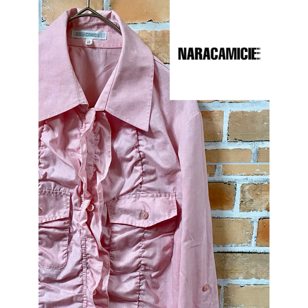 NARACAMICIE(ナラカミーチェ)の【清楚】NARACAMICIE ナラカミーチェ☆ピンクのフリルブラウス レディースのトップス(シャツ/ブラウス(長袖/七分))の商品写真