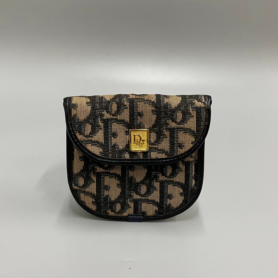 美品 Christian Dior クリスチャンディオール トロッター ロゴ 金具 キャンバス レザー コインケース 小銭入れ ネイビー 紺  85347 | フリマアプリ ラクマ