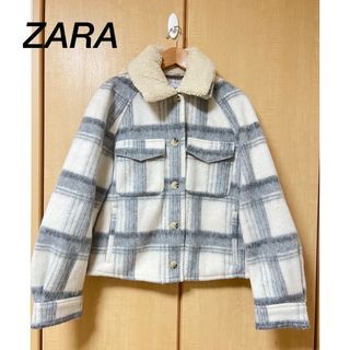 ザラ(ZARA)の週末価格◎ZARA ボア襟 チェック コート アウター フリースジャケット (ブルゾン)