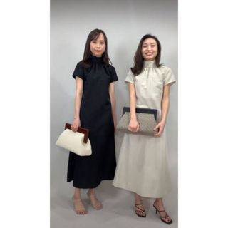 アニュアンス(ánuans)のL'or    Back-tie Taffeta Dress Lightgrey(ロングワンピース/マキシワンピース)