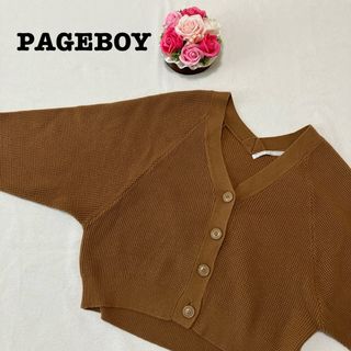 ページボーイ(PAGEBOY)のPAGEBOY ページボーイ　カーディガン　ブラウン　フリーサイズ　茶色ワッフル(カーディガン)