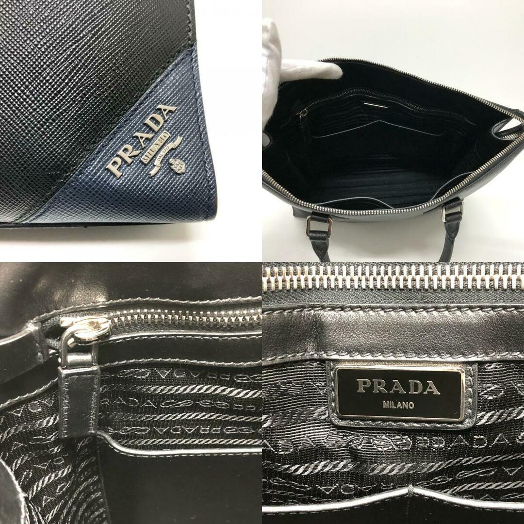 PRADA(プラダ)のプラダ PRADA ビジネス 2VG079 ロゴ カバン トートバッグ サフィアーノレザー ブラック 美品 メンズのバッグ(トートバッグ)の商品写真