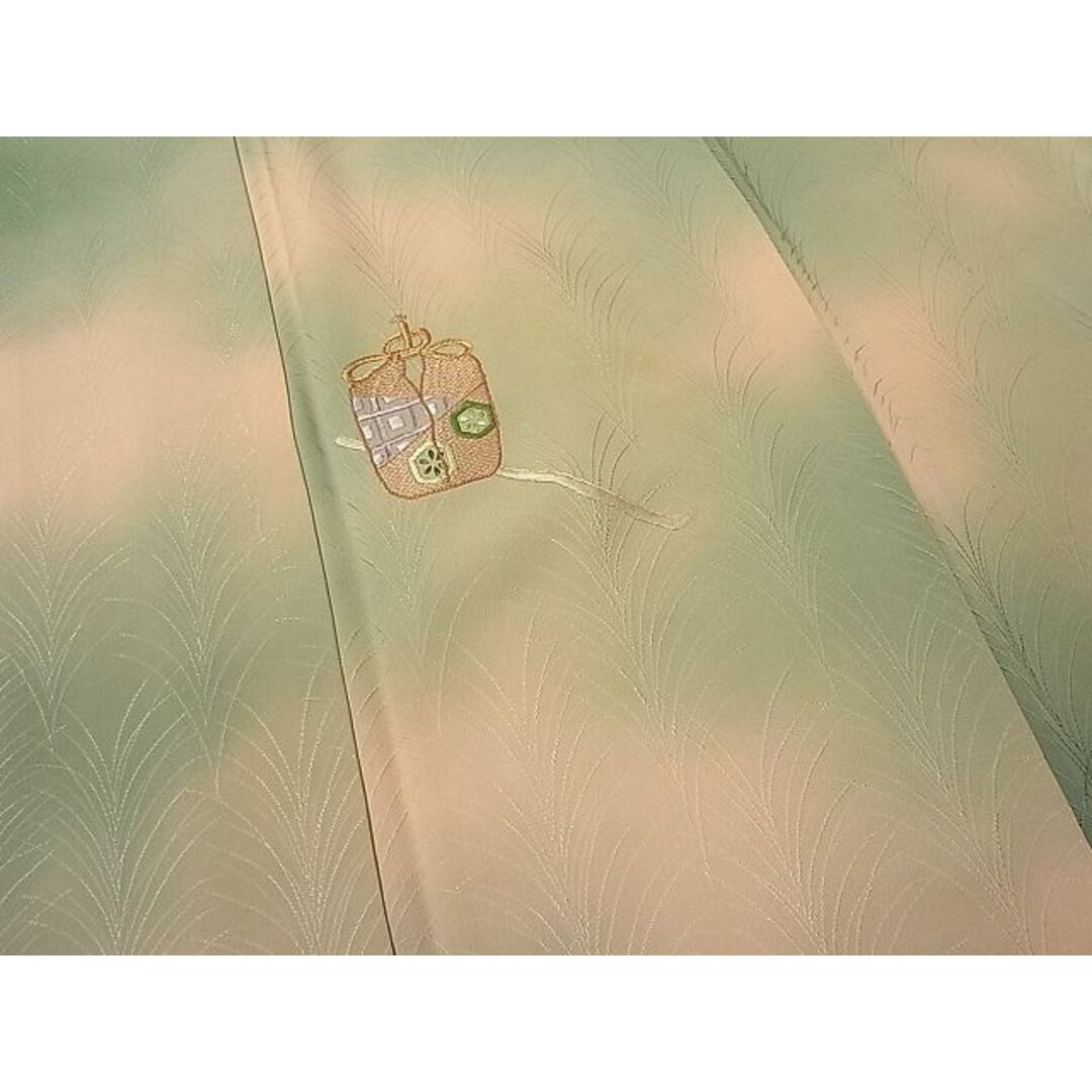 平和屋1■付下げ　刺繍　茶道具　暈し染め　逸品　ut6154 レディースの水着/浴衣(着物)の商品写真