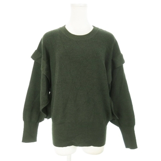 ザラ(ZARA)のザラ ニット セーター 長袖 ウール混 フリル ボリューム袖 ゆったり M 緑(ニット/セーター)