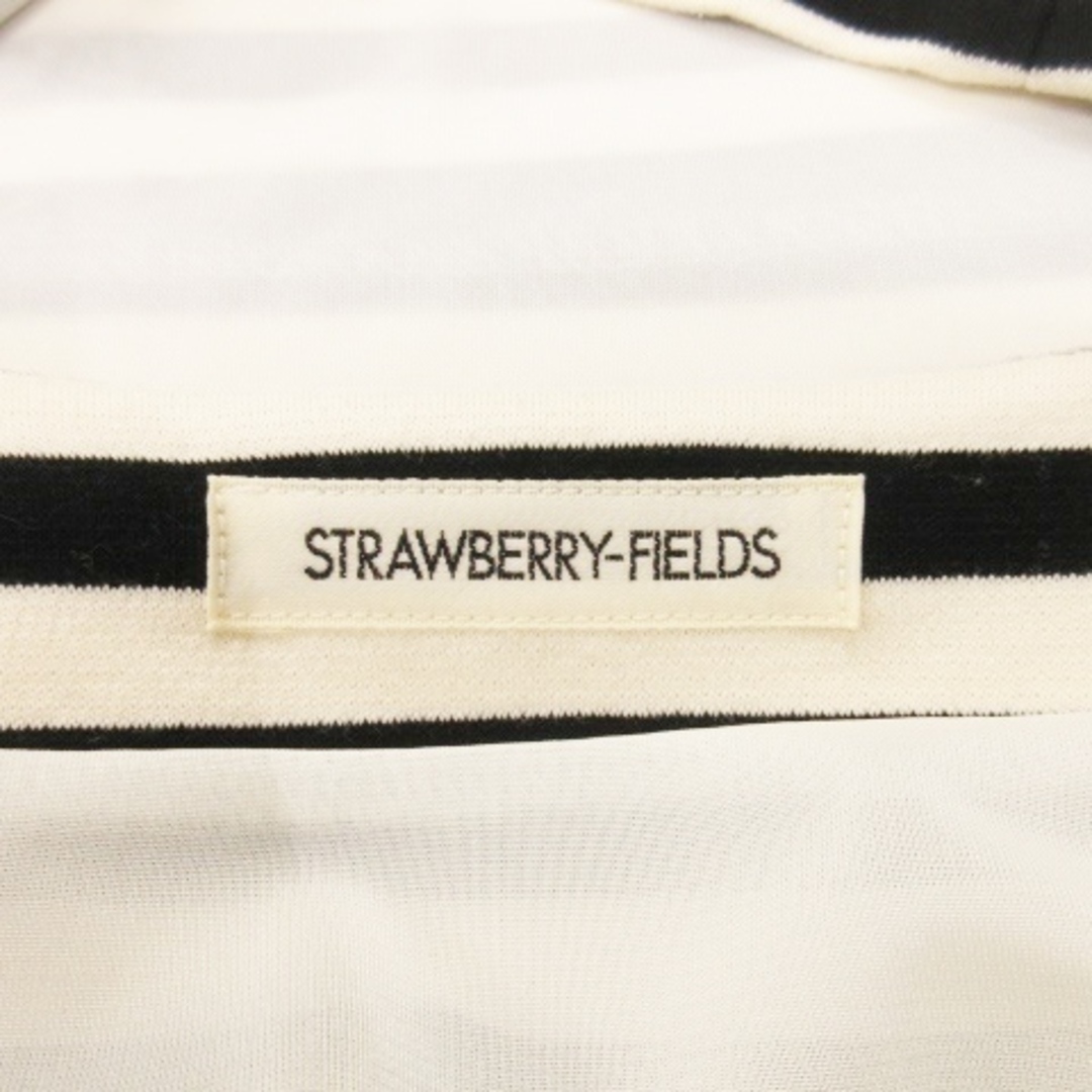 STRAWBERRY-FIELDS(ストロベリーフィールズ)のストロベリーフィールズ ワンピース ミニ 七分袖 ポケット 厚手 ボーダー 黒 レディースのワンピース(ミニワンピース)の商品写真