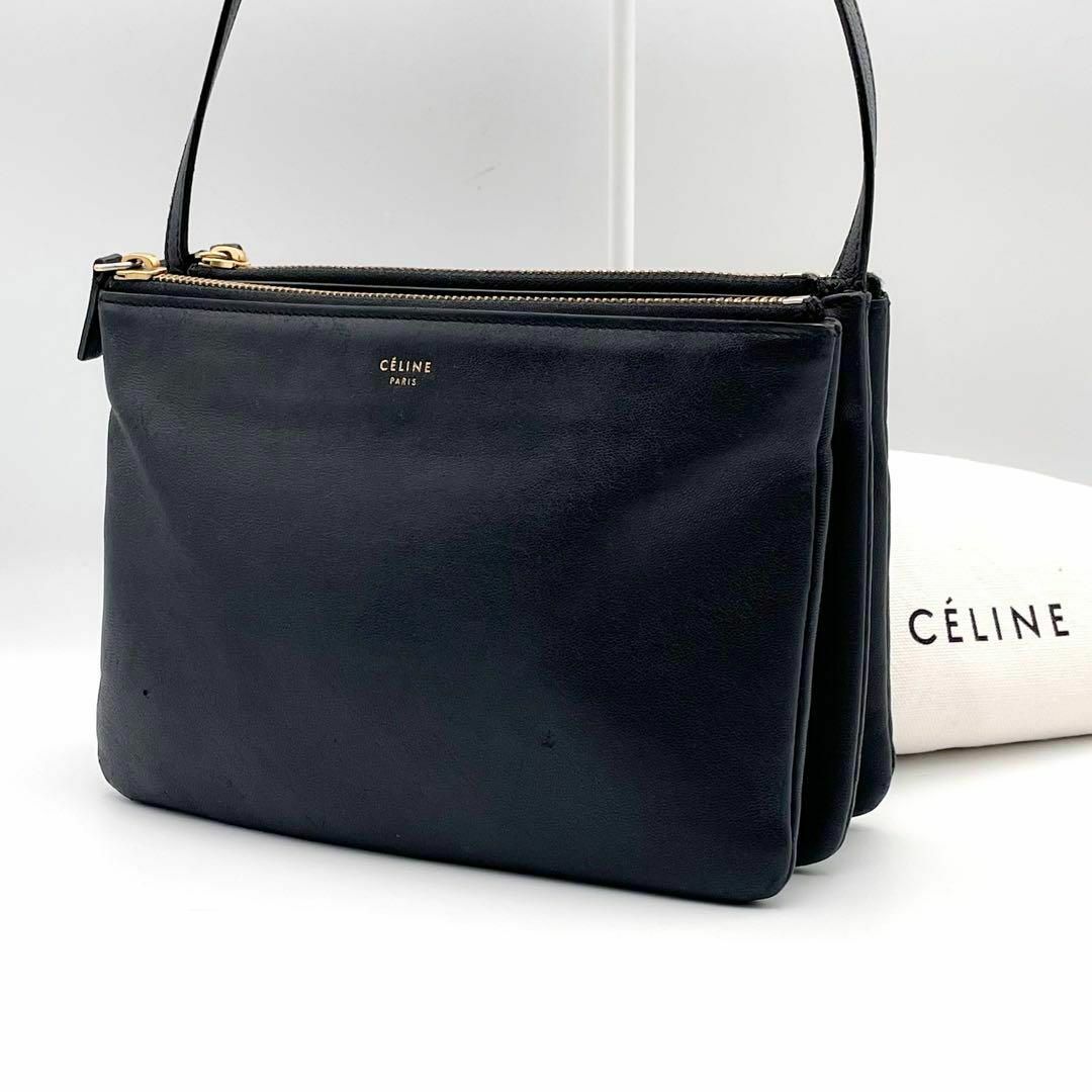 celine(セリーヌ)の【極美品】CELINE セリーヌ　トリオ　スモール　ショルダーバッグ  黒 レディースのバッグ(ショルダーバッグ)の商品写真