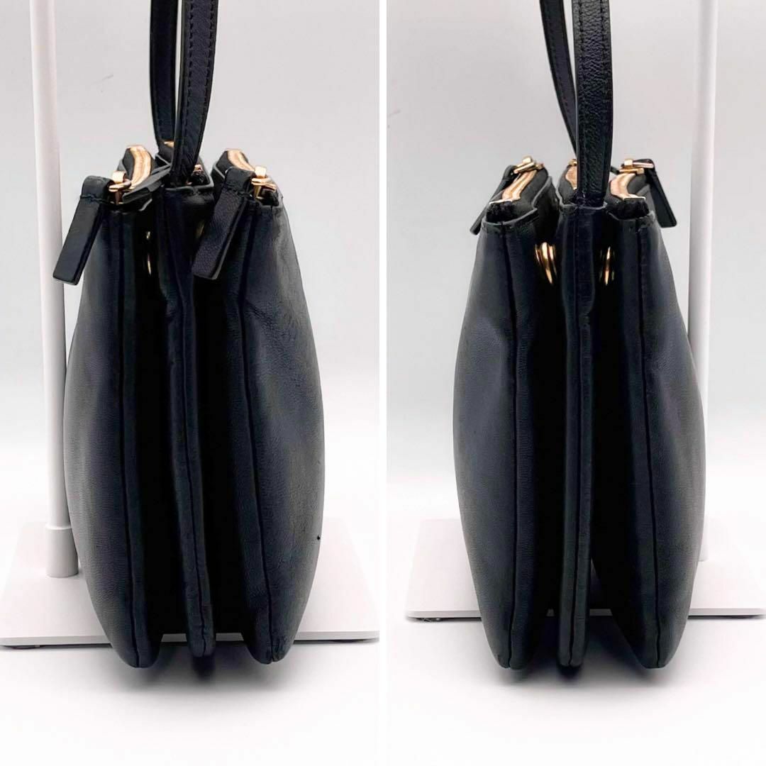 極美品】CELINE セリーヌ トリオ スモール ショルダーバッグ 黒 極美品】CELINE セリーヌ トリオ スモール ショルダーバッグ 黒