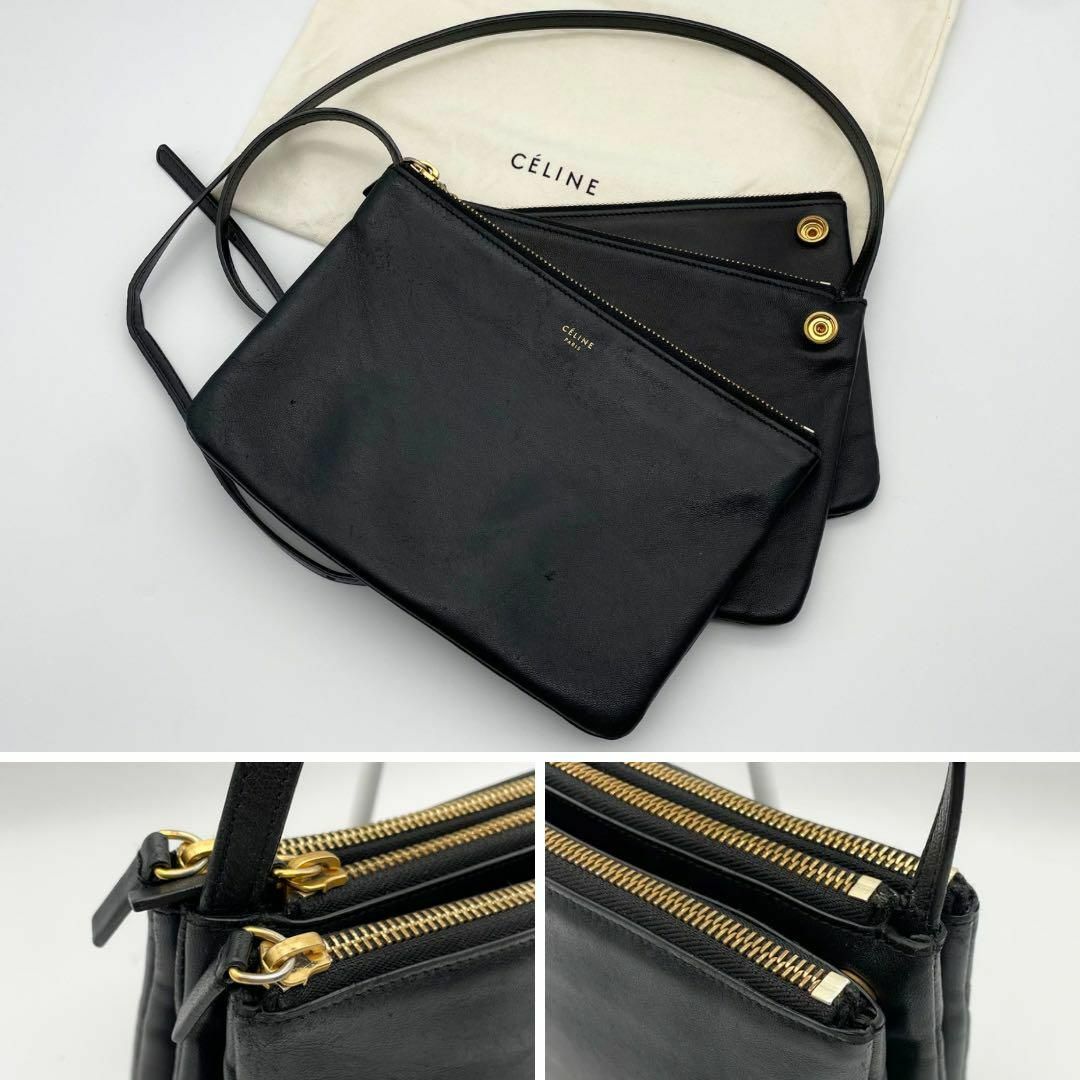 celine(セリーヌ)の【極美品】CELINE セリーヌ　トリオ　スモール　ショルダーバッグ  黒 レディースのバッグ(ショルダーバッグ)の商品写真