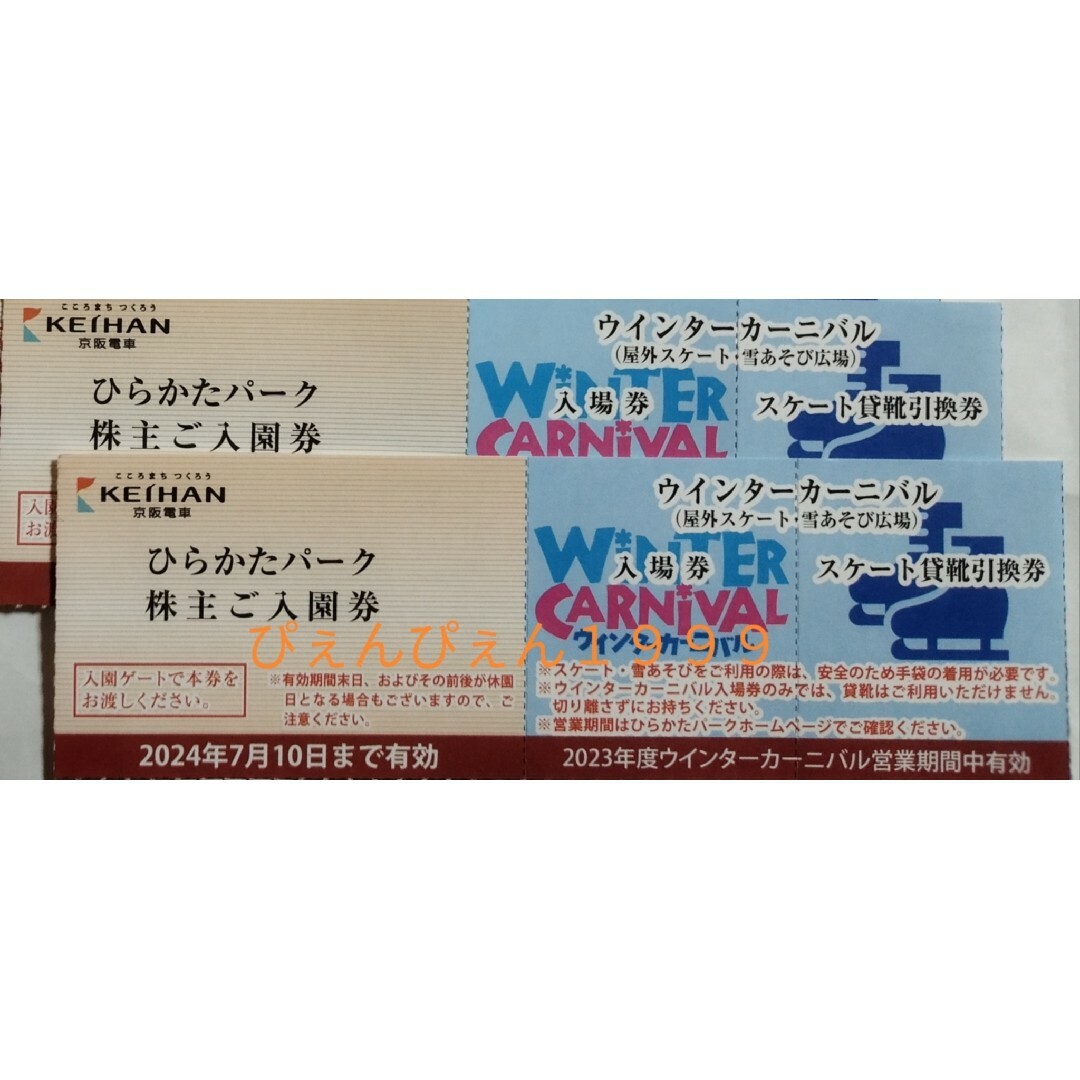 ８名🌏ひらかたパーク 入園＋ウインターカーニバル入場〔貸靴付〕🌏匿名ゆうパケ チケットの施設利用券(遊園地/テーマパーク)の商品写真