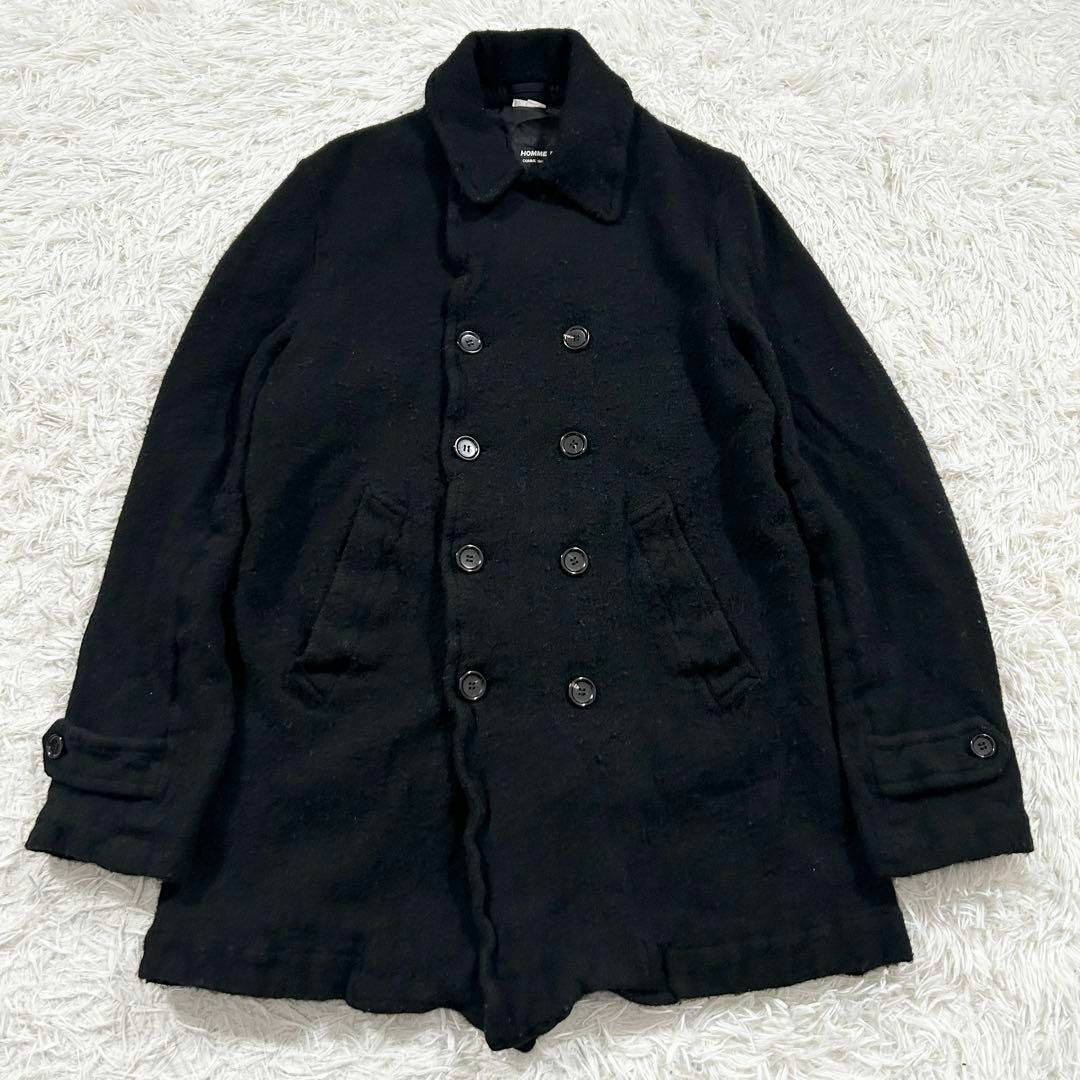 COMME des GARCONS HOMME DEUX(コムデギャルソンオムドゥ)のコムデギャルソン オムドゥ 縮絨 ダブル ブラック コート L 2022 メンズのジャケット/アウター(ピーコート)の商品写真