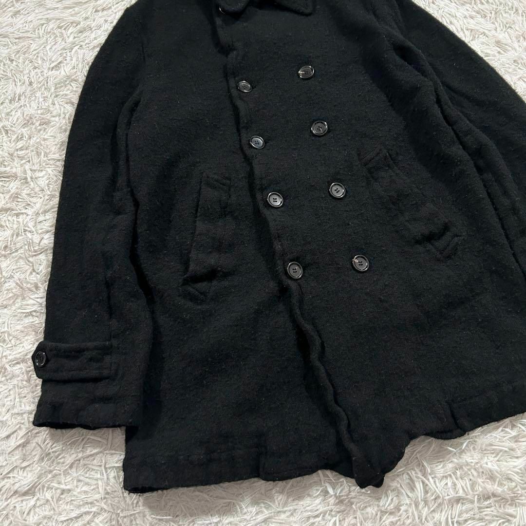 COMME des GARCONS HOMME DEUX(コムデギャルソンオムドゥ)のコムデギャルソン オムドゥ 縮絨 ダブル ブラック コート L 2022 メンズのジャケット/アウター(ピーコート)の商品写真