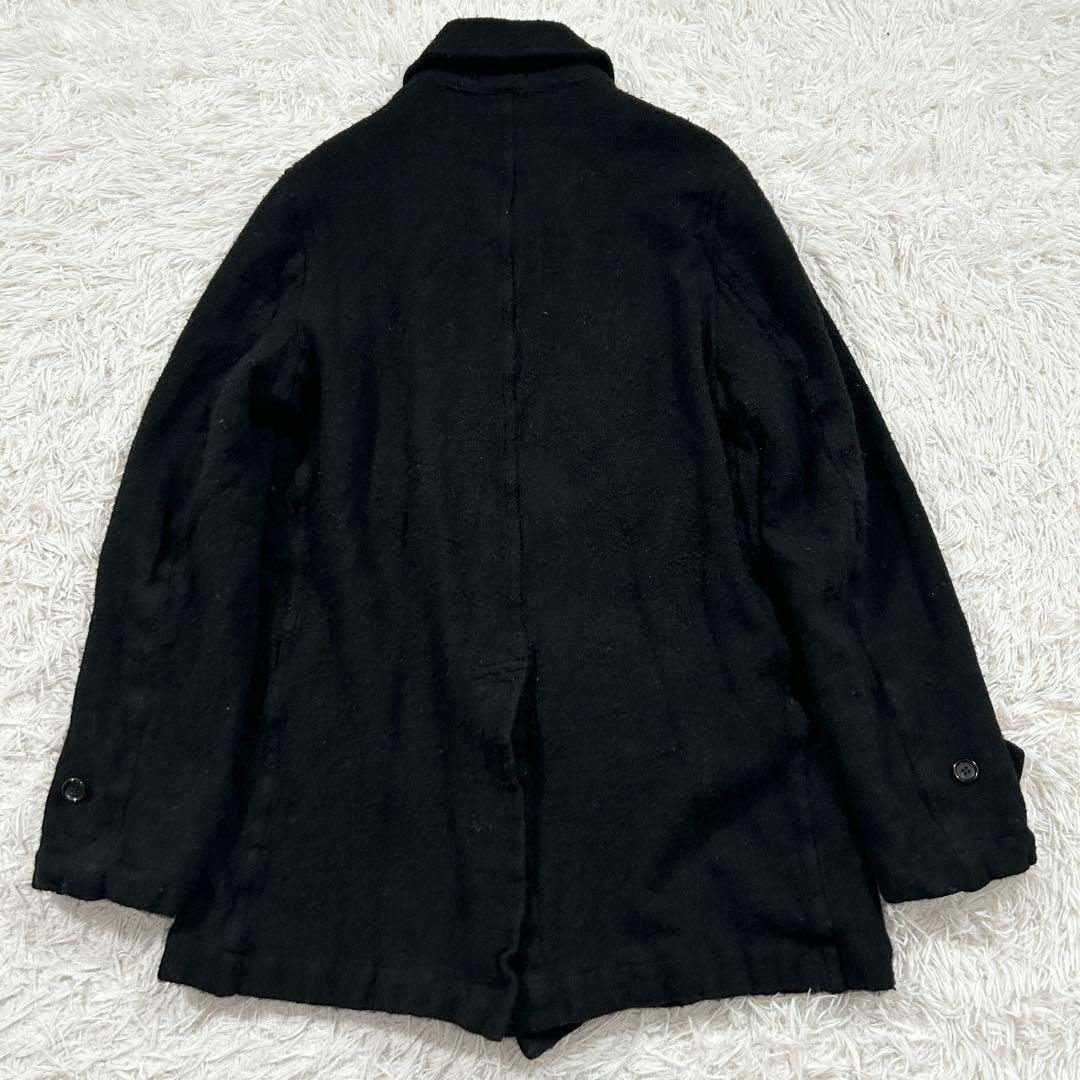 COMME des GARCONS HOMME DEUX(コムデギャルソンオムドゥ)のコムデギャルソン オムドゥ 縮絨 ダブル ブラック コート L 2022 メンズのジャケット/アウター(ピーコート)の商品写真