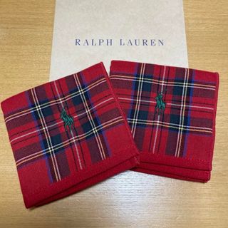 ラルフローレン(Ralph Lauren)の新品未使用　ラルフローレン　ハンドタオル　2枚　レッド(ハンカチ)