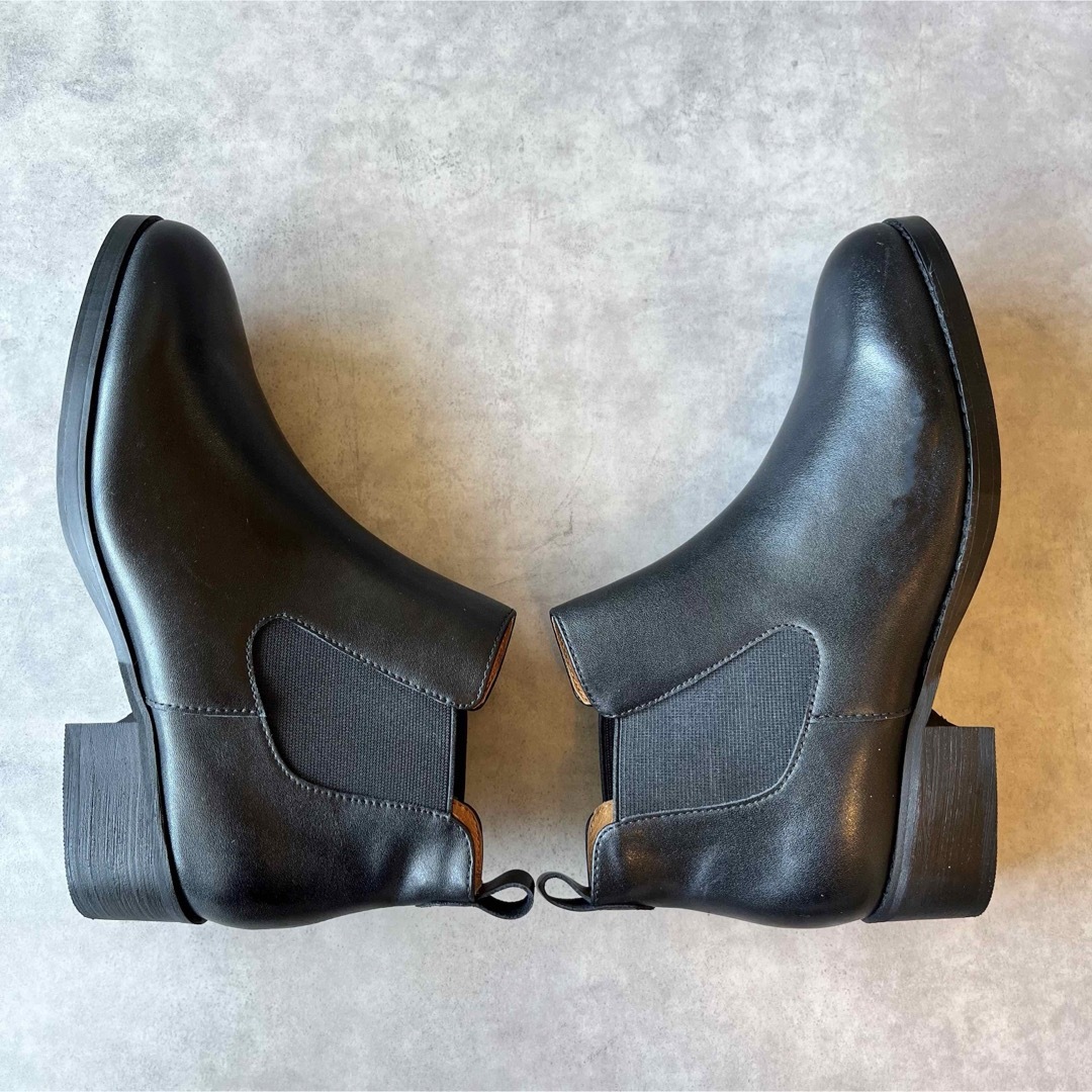 【高評価】日本製本革サイドゴアブーツ24cm 黒ブラック　新品 レディースの靴/シューズ(ブーツ)の商品写真