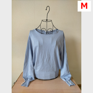 タグ付き新品　INDEX　ニットセーター　Mサイズ　水色　ビジュー付き(ニット/セーター)