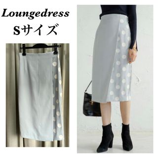 ラウンジドレス(Loungedress)の美品　ラウンジドレス　ドット　ストレッチ　ラップスカート(ひざ丈スカート)