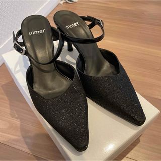 エメ(AIMER)のaimer エメ　パンプス　黒　ラメ　黒ラメ　結婚式　謝恩会　パーティー　卒業式(ハイヒール/パンプス)