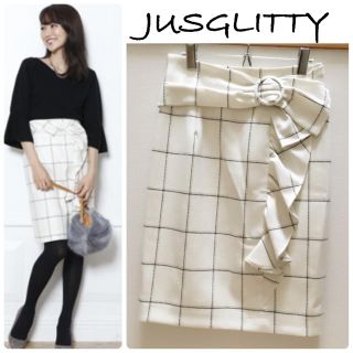 ジャスグリッティー(JUSGLITTY)の新品♡ジャスグリッティー♡ラッフルスカート(ひざ丈スカート)