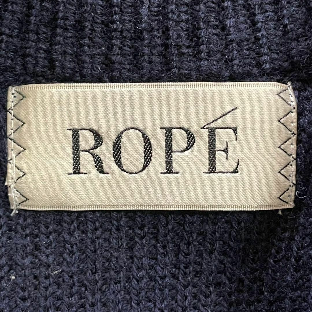 ROPE’(ロペ)のROPE ロペ (38) ウール 総柄 セーター Ｖネック ネイビー 長袖 レディースのトップス(ニット/セーター)の商品写真