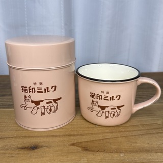 ミノヤキ(美濃焼)の【未使用】猫印ミルク　美濃焼マグカップ＆手作りキャニスター(食器)