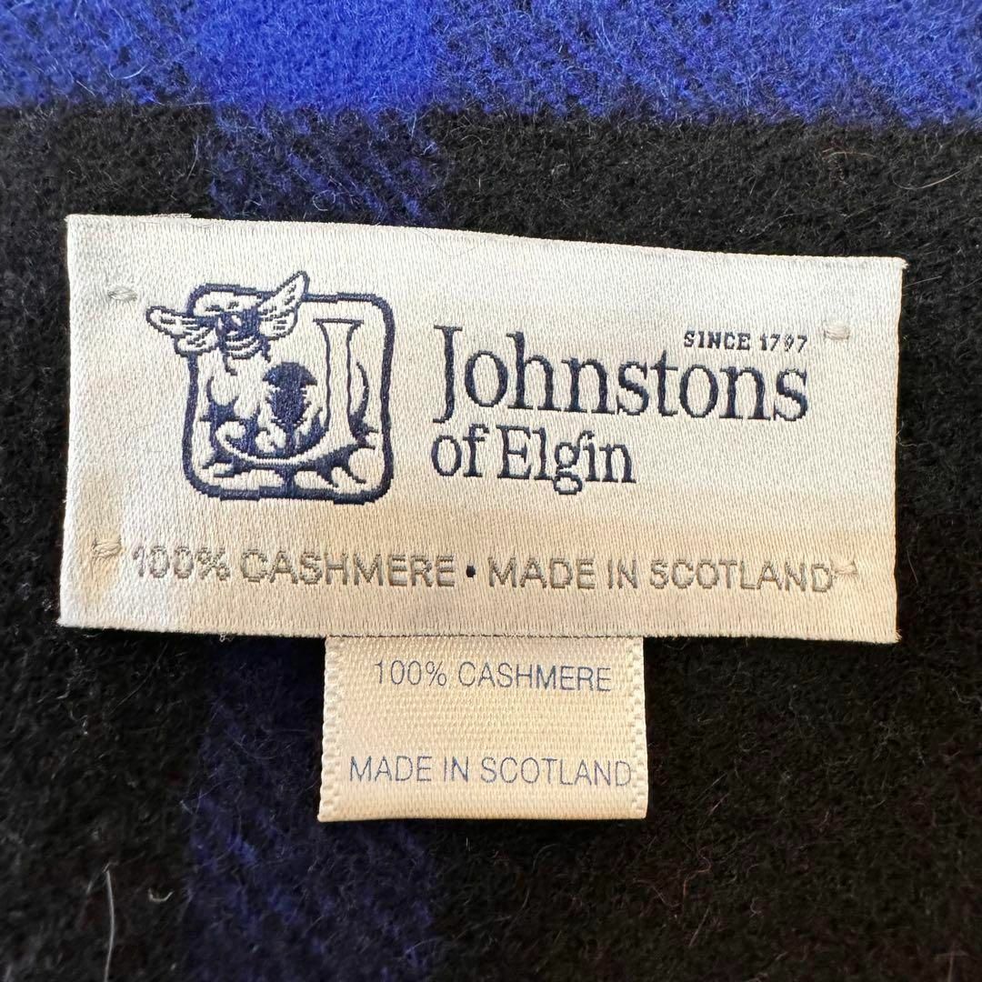 Johnstons(ジョンストンズ)のJOHNSTONS カシミア100 ストール　チェック　赤　青　大判 レディースのファッション小物(ストール/パシュミナ)の商品写真