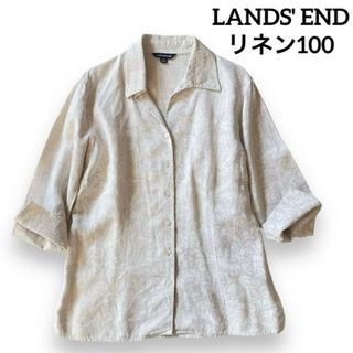 ランズエンド(LANDS’END)のLANDS' END  リネンシャツ　ジャケット リネン100　リネン　花柄(シャツ/ブラウス(長袖/七分))