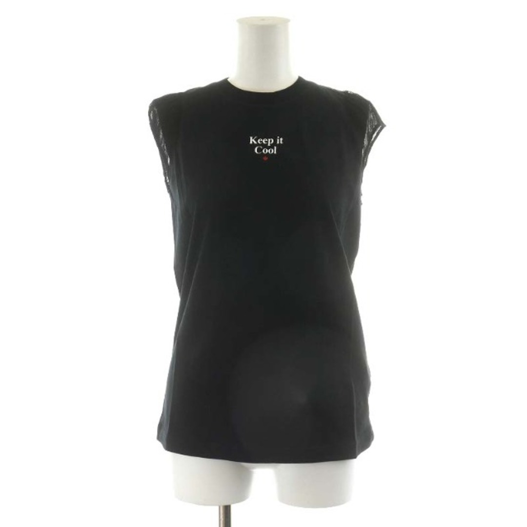 DSQUARED2(ディースクエアード)のディースクエアード カットソー ノースリーブ ロゴ シルク 絹 XS 黒 レディースのトップス(カットソー(半袖/袖なし))の商品写真