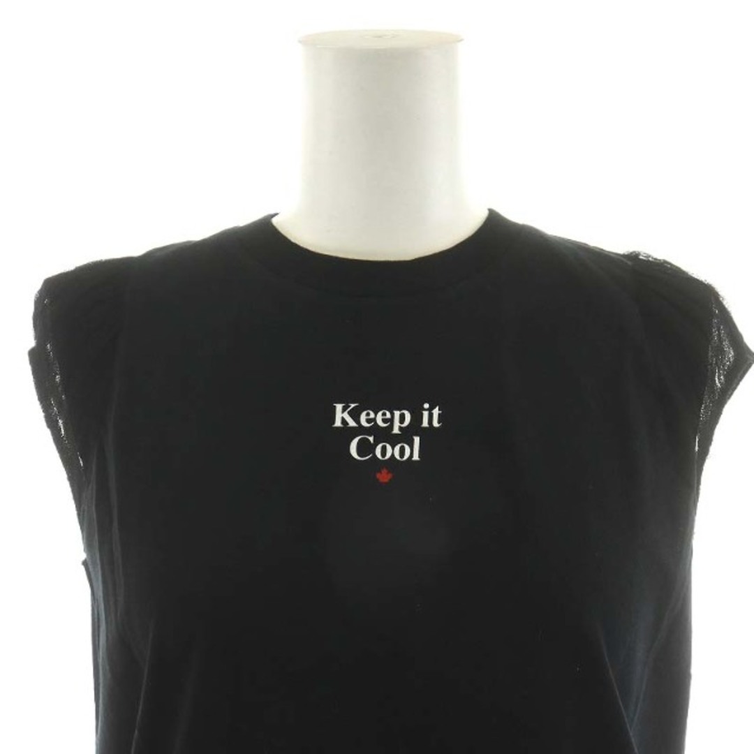 DSQUARED2(ディースクエアード)のディースクエアード カットソー ノースリーブ ロゴ シルク 絹 XS 黒 レディースのトップス(カットソー(半袖/袖なし))の商品写真