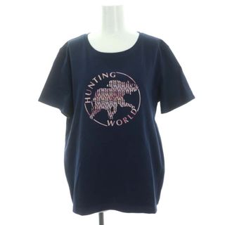 ハンティングワールド(HUNTING WORLD)のハンティングワールド ロゴプリントTシャツ カットソー 半袖 L 紺 ピンク(Tシャツ(半袖/袖なし))